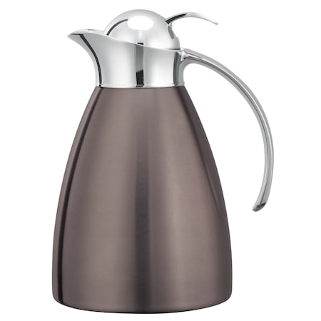 Service Ideas Marquette Series Push Button Stainless Vacuum Insulated Carafe, 33.8 Ounce, Dark Tungsten MAR10BSPBDT